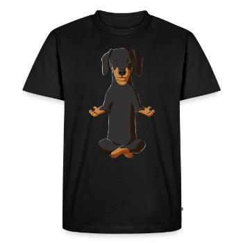Teckel de méditation - T-shirt Premium bio Homme - noir - Devant - Nico (187cm)