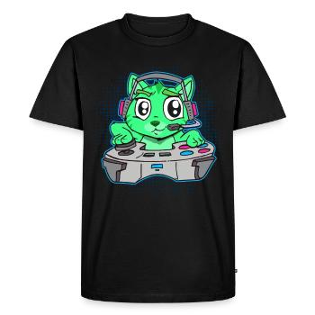 Cat gaming controller gamer comic - Men's Premium Organic T-Shirt - black - Front - Nico (187cm)