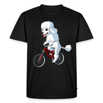 Chien caniche sur un vélo - T-shirt Premium bio Homme - noir - Devant - Nico (187cm)