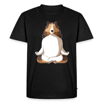 Yoga Sheltie Shetland Sheepdog - Men's Premium Organic T-Shirt - black - Front - Nico (187cm)