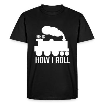 Train conductor train locomotive railway trains gift - Men's Premium Organic T-Shirt - black - Front - Nico (187cm)