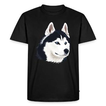 Chien husky - T-shirt Premium bio Homme - noir - Devant - Nico (187cm)
