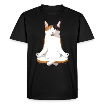 Yoga Calico Cat Gift Idea - Men's Premium Organic T-Shirt - black - Front - Nico (187cm)