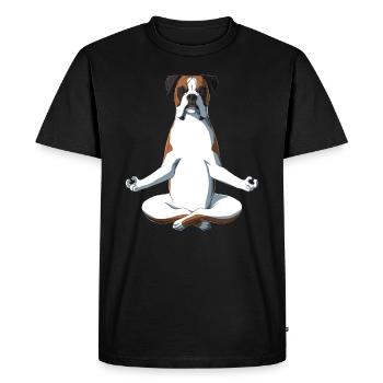 Yoga Boxer chien - T-shirt Premium bio Homme - noir - Devant - Nico (187cm)
