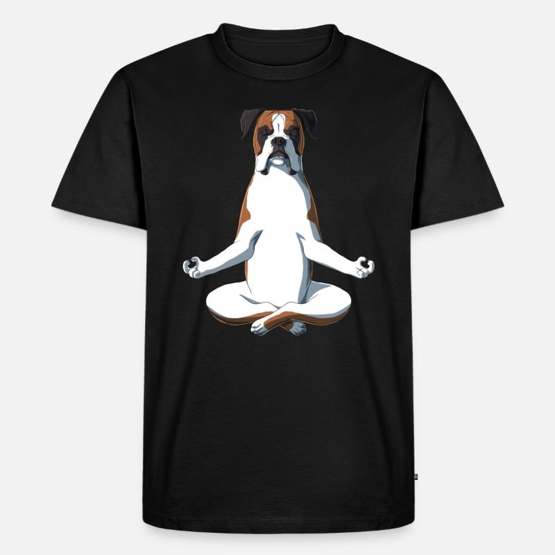 Yoga Boxer chien - T-shirt Premium bio Homme - noir