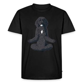 Yoga Portuguese Water Dog - Men's Premium Organic T-Shirt - black - Front - Nico (187cm)
