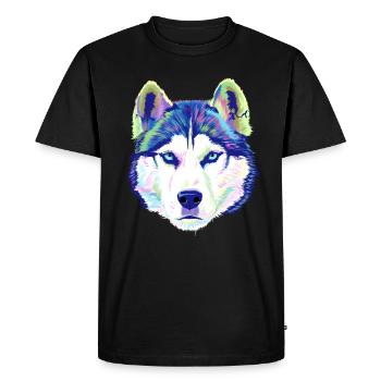 Splash Siberian Husky chien - T-shirt Premium bio Homme - noir - Devant - Nico (187cm)