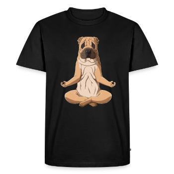 Yoga Shar Pei Dog - Men's Premium Organic T-Shirt - black - Front - Nico (187cm)
