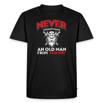 Funny Norwegian flag grandpa gifts shirt - Men's Premium Organic T-Shirt - black - Front - Nico (187cm)
