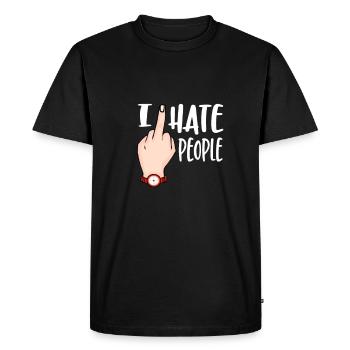 Je déteste les gens qui disent - Pour les gens qui détestent - T-shirt Premium bio Homme - noir - Devant - Nico (187cm)