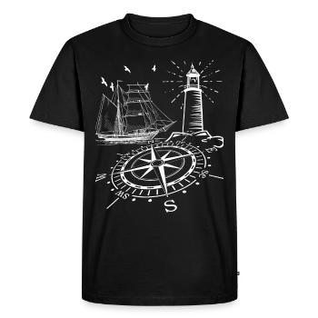 Voilier boussole phare maritime - T-shirt Premium bio Homme - noir - Devant - Nico (187cm)