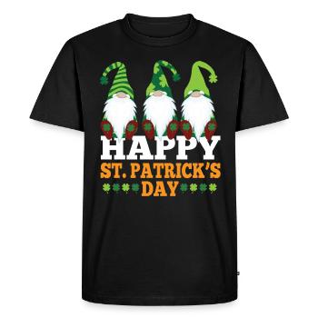 Irish Gnomes St Patricks Day Gnome Shamrock - Men's Premium Organic T-Shirt - black - Front - Nico (187cm)
