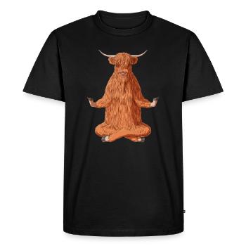 Yoga Scottish Highland Cow - Men's Premium Organic T-Shirt - black - Front - Nico (187cm)