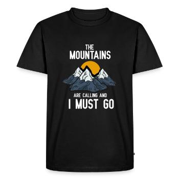 The mountains are calling for campers and hikers - Men's Premium Organic T-Shirt - black - Front - Nico (187cm)