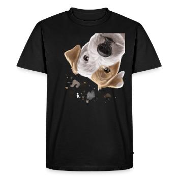 Curious Parson Russell Terrier Dog - Men's Premium Organic T-Shirt - black - Front - Nico (187cm)