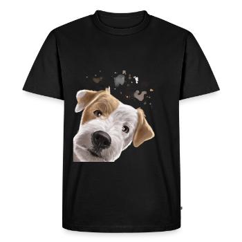 Curious Parson Russel Terrier Dog - Men's Premium Organic T-Shirt - black - Front - Nico (187cm)
