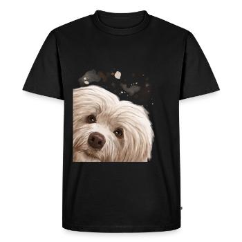 Curious Havanese Dog - Men's Premium Organic T-Shirt - black - Front - Nico (187cm)