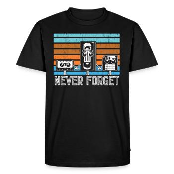 Never Forget - disquette de bande VHS - T-shirt Premium bio Homme - noir - Devant - Nico (187cm)