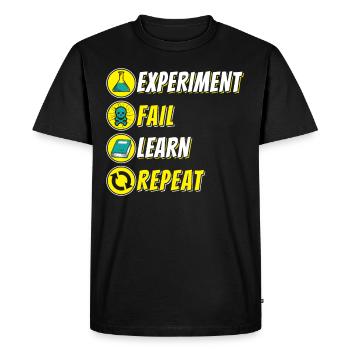 Nerdy Chemistry Experiment Fail Learn Repeat Science - Men's Premium Organic T-Shirt - black - Front - Nico (187cm)