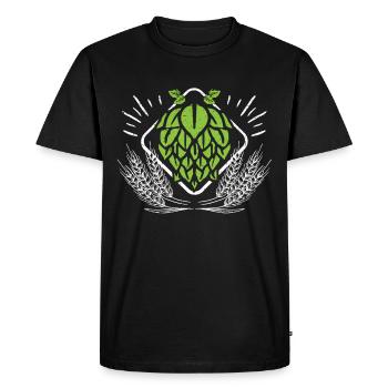 Houblon et orge Bière brasseur - T-shirt Premium bio Homme - noir - Devant - Nico (187cm)