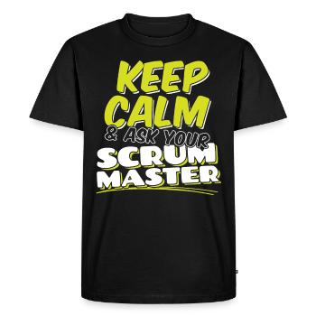 Scrum Master reste calme et demande - T-shirt Premium bio Homme - noir - Devant - Nico (187cm)