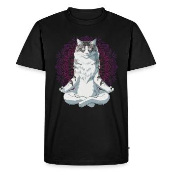 Le chat de la forêt norvégien Méditation - T-shirt Premium bio Homme - noir - Devant - Nico (187cm)