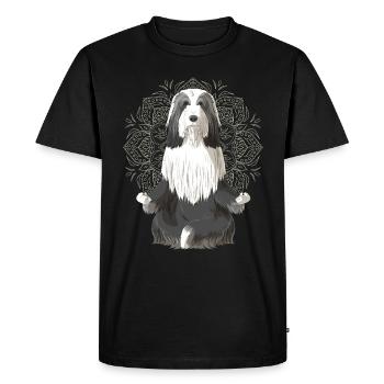 Bearded Collie chien méditation - T-shirt Premium bio Homme - noir - Devant - Nico (187cm)