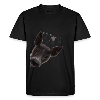 Curious American Hairless Terrier Dog - Men's Premium Organic T-Shirt - black - Front - Nico (187cm)