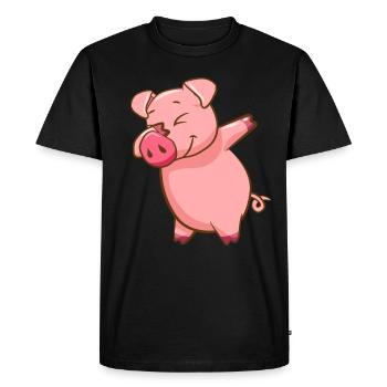 Dabbing Pig Piglet Piggy Pig Lover - Men's Premium Organic T-Shirt - black - Front - Nico (187cm)