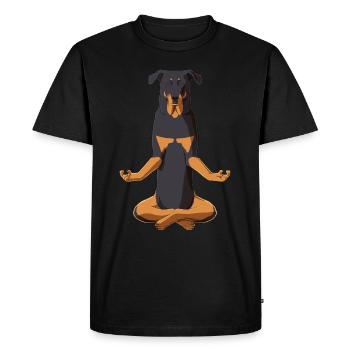 Beauceron Hund Meditation - Männer Premium Bio T-Shirt - Schwarz - Vorne - Nico (187cm)