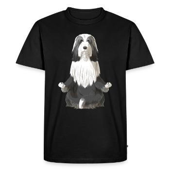 Bearded Collie chien méditation - T-shirt Premium bio Homme - noir - Devant - Nico (187cm)