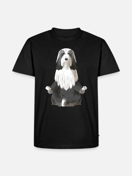 Bearded Collie Dog meditate - Men's Premium Organic T-Shirt - black