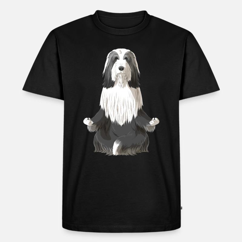 Bearded Collie Hund Meditation - Männer Premium Bio T-Shirt - Schwarz