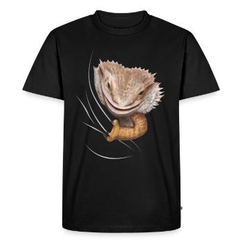 Lézard dragon barbu Dragon barbu Amant dragon barbu - T-shirt Premium bio Homme - noir - Devant - Nico (187cm)