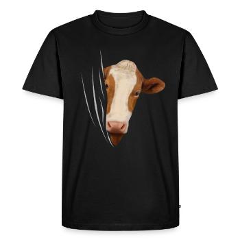 Vache veau veaux vaches vache amoureux cadeau - T-shirt Premium bio Homme - noir - Devant - Nico (187cm)