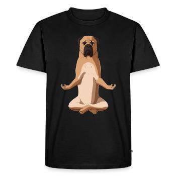 Chien de bullmaste méditant - T-shirt Premium bio Homme - noir - Devant - Nico (187cm)