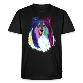 Collier de cheveux longs colorés chien - T-shirt Premium bio Homme - noir - Devant - Nico (187cm)