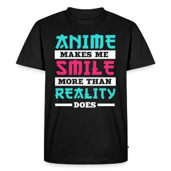 Anime Makes Me Smile Otaku Gift Manga - T-shirt Premium bio Homme - noir - Devant - Nico (187cm)