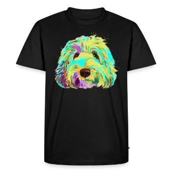 Splash Labradoodle Dog - Men's Premium Organic T-Shirt - black - Front - Nico (187cm)