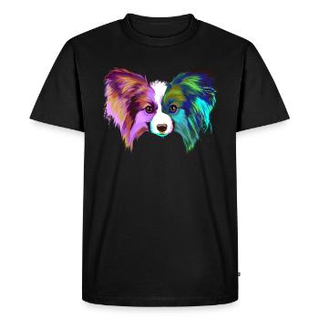 Splash Papillon Dog - Men's Premium Organic T-Shirt - black - Front - Nico (187cm)