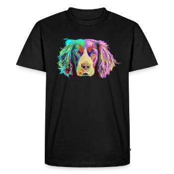 Splash Brittany Spaniel Dog - Men's Premium Organic T-Shirt - black - Front - Nico (187cm)