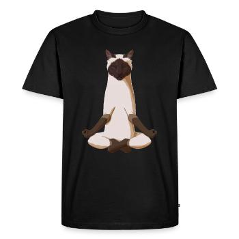 Médittant siamois chat Siamoze - T-shirt Premium bio Homme - noir - Devant - Nico (187cm)