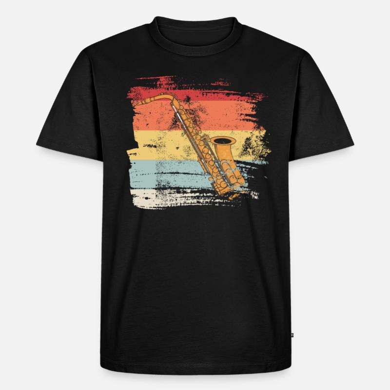 Retro Saxophon - Männer Premium Bio T-Shirt - Schwarz