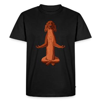 Chien Irish Red Setter Méditant - T-shirt Premium bio Homme - noir - Devant - Nico (187cm)