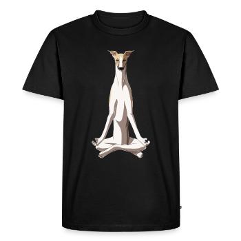 Chien whippet méditant - T-shirt Premium bio Homme - noir - Devant - Nico (187cm)