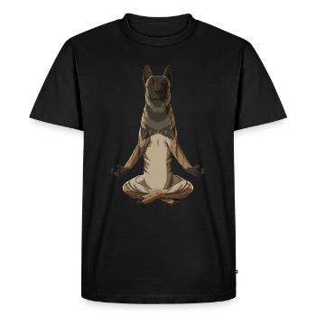 Meditating Dutch Shepherd Dog - Men's Premium Organic T-Shirt - black - Front - Nico (187cm)