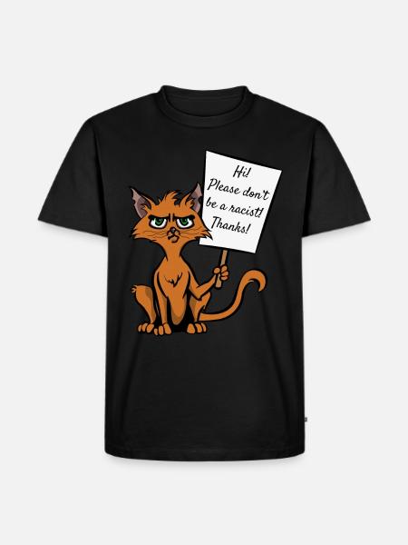 Katze Katzenliebhaber Sarkasmus Antifaschist - Männer Premium Bio T-Shirt - Schwarz