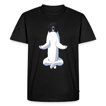 Chien de yoga méditant Landseer - T-shirt Premium bio Homme - noir - Devant - Nico (187cm)