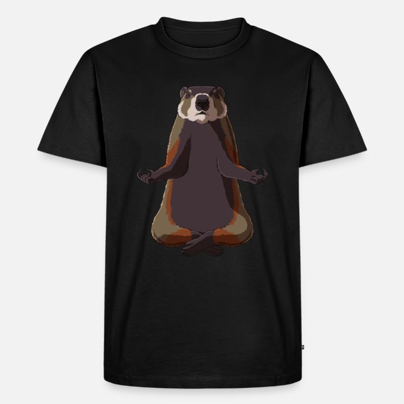 Meditierender Murmeltier - Männer Premium Bio T-Shirt - Schwarz