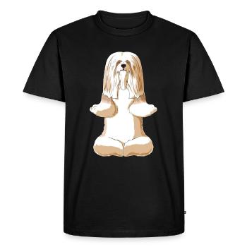 Méditant chien Lhasa Apso - T-shirt Premium bio Homme - noir - Devant - Nico (187cm)